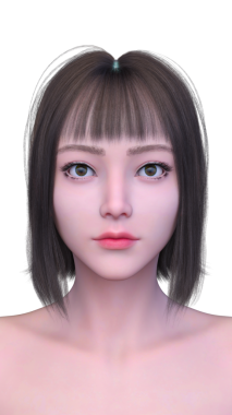 Bir kadının yüzünün 3 boyutlu görüntüsü.