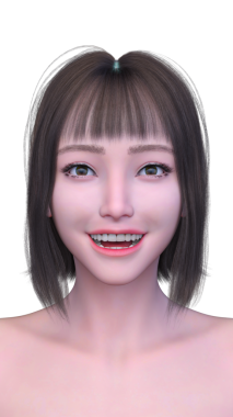 Bir kadının yüzünün 3 boyutlu görüntüsü.