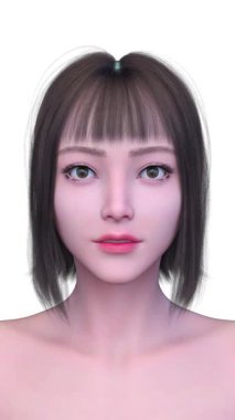 Bir kadının yüzünün 3 boyutlu görüntüsü.