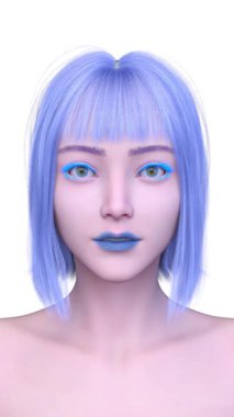 Bir kadının yüzünün 3 boyutlu görüntüsü.