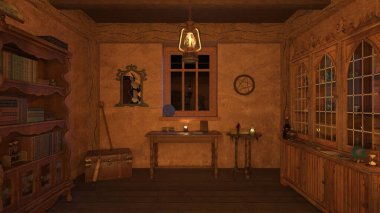 Sihirbaz odasının 3 boyutlu canlandırması