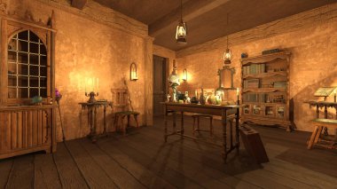 Sihirbaz odasının 3 boyutlu canlandırması