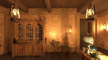 Sihirbaz odasının 3 boyutlu canlandırması