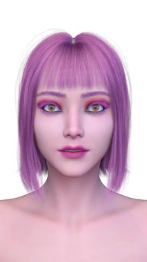 Bir kadının yüzünün 3 boyutlu görüntüsü.