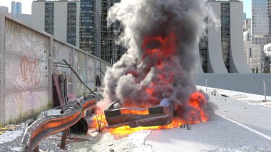 Araç yangınının 3 boyutlu görüntüsü