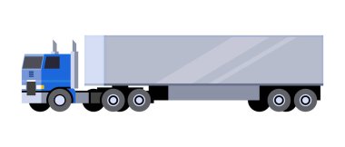 Minimalist simge kutusunu römork traktör ön görünümü. Yarı römork araç. CoE - taksi motoru kamyon üzerinde. İzole vektör çizim.