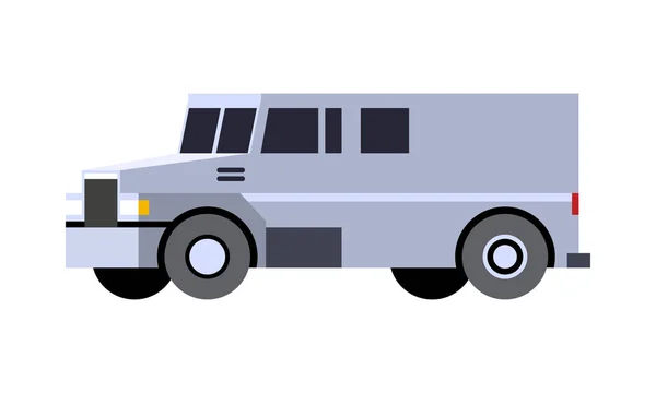 Minimalistic Icon Armored Cash Truck Front Side View Utility Security — Stock Vector
