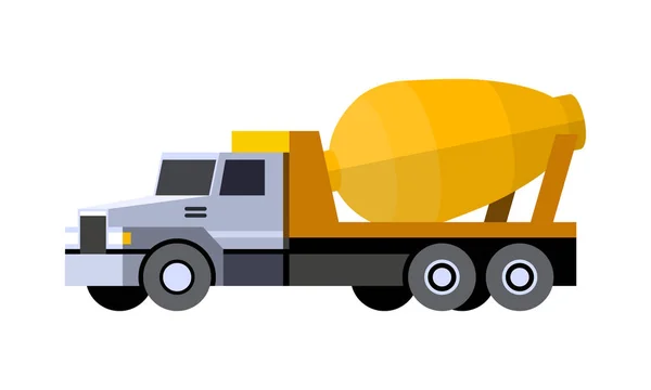 Minimalistic Icon Cement Mixer Truck Front Side View Mixer Truck — Stock Vector