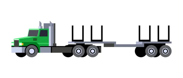 Icône Minimaliste Logging Camion Remorque Vue Face Véhicule Tracteur Forestier — Image vectorielle