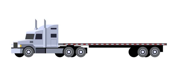 Minimalistisk Flatbädd Släpvagn Traktor Framsidan Ikonvy Semi Trailer Fordon Isolerade — Stock vektor