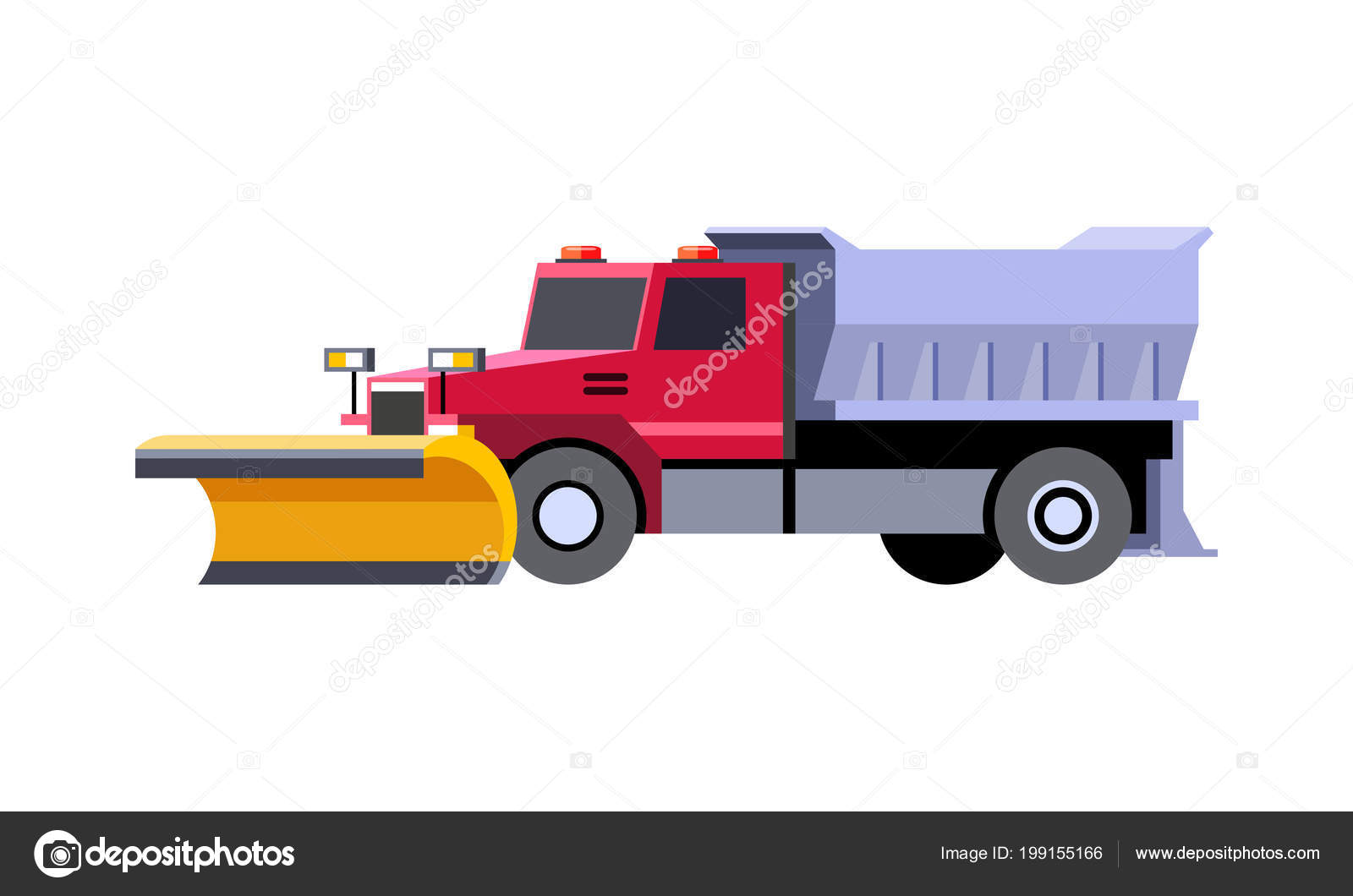 Minimalistic Icon Snow Plow Truck Front Side View Utility Snow Stock