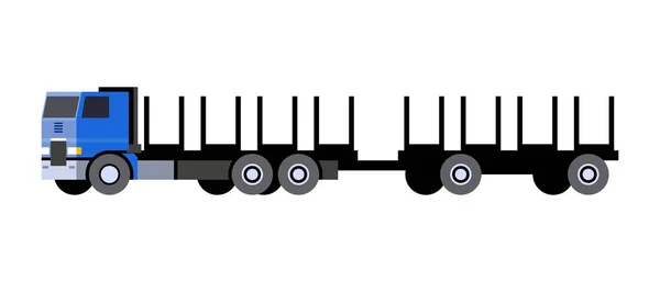 Minimalistisk Ikonen Logga Lastbil Framsidan Visa Timmer Fordon Med Släp — Stock vektor
