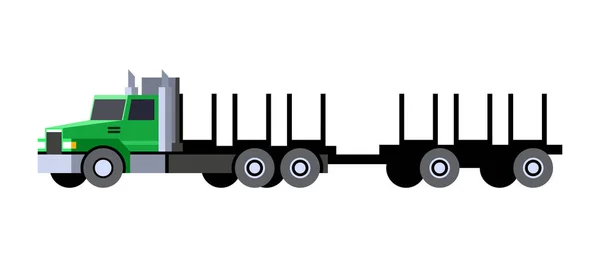 Minimalistisk Ikonen Logga Lastbil Framsidan Visa Timmer Fordon Med Släp — Stock vektor