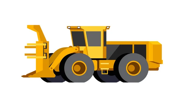 Icono Minimalista Con Ruedas Feller Buncher Vista Frontal Lateral Vehículo — Vector de stock