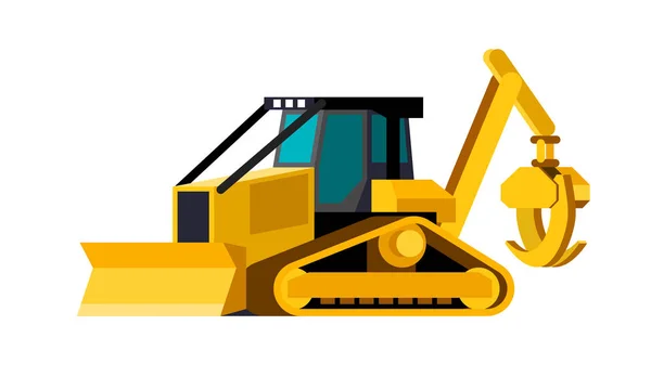 Minimalistische Pictogram Bijhouden Skidder Voorzijde Weergave Grapple Skidder Bijgehouden Voertuig — Stockvector