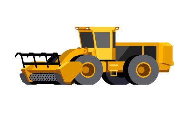 Minimalist simgesi mulcher. Güdük mulcher araç worknig için orman alanı tekerlekli. İzole Modern vektör çizim.