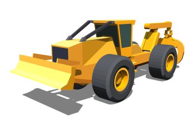 Minimalistic icon wheeled skidder front side view. Grapple skidder vehicle. Modern vector isolated illustration. clipart