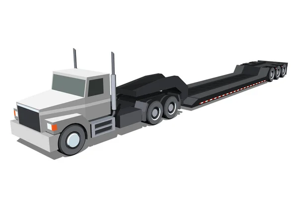 Minimalistisk Lowboy Loader Trailer Truck Framsidan Ikonvy Semi Trailer Dragfordon — Stock vektor