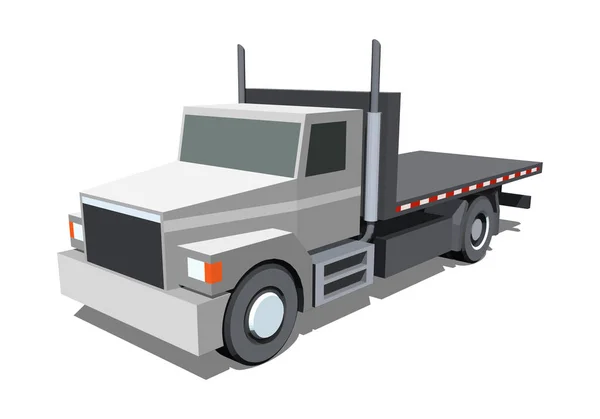 Minimalistický Ikona Flatbed Truck Přední Boční Pohled Užitková Servisní Vozidlo — Stockový vektor