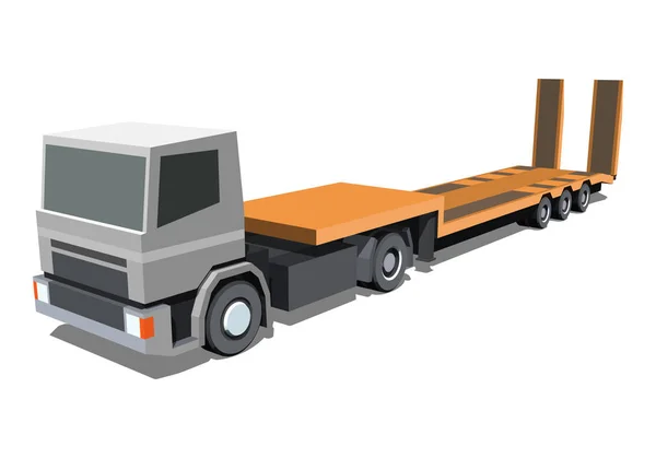 Minimalistic Icon Low Loader Trailer Truck Front Side View Semi — Stock Vector