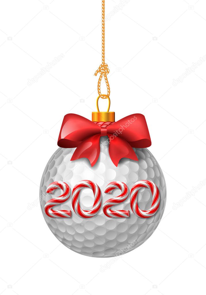Golf ball christmas baubles with candy cane