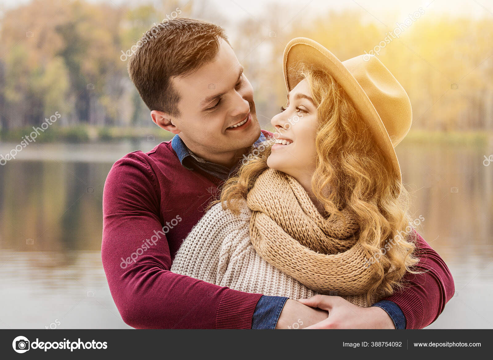 Romantic Couple Cropped Image Beautiful Hugging Couple Looking Each Other Stock Photo Image By C Shadskaanna99 388754092