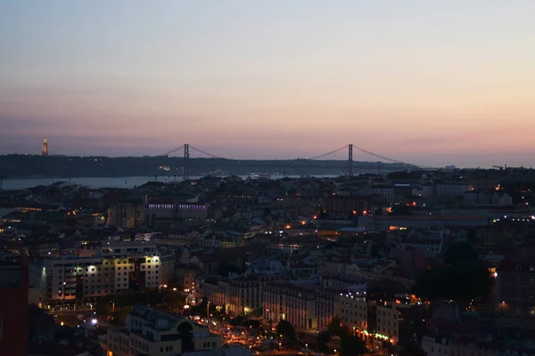 Pôr Sol Dos Vigias Lisboa Noite Calma Com Bela Vista — Fotografia de Stock