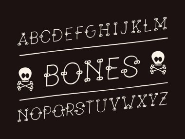 Kemikler italik yazı tipi. Vektör alfabesi