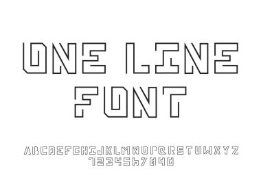 Bir satır yazı tipi. Vektör Alfabe harf ve sayı. Yazı tipi tasarım.