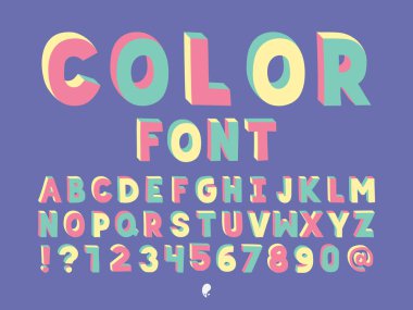  Renk el yazısı yazı tipi. Vektör alfabesi 