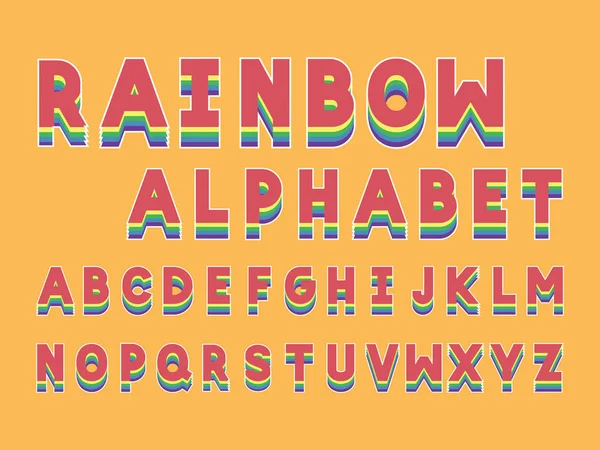 Rainbow bold fonte. Alfabeto vetorial — Vetor de Stock