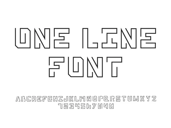 Una Fuente Línea Alfabeto Vectorial Letras Números Diseño Tipográfico — Vector de stock