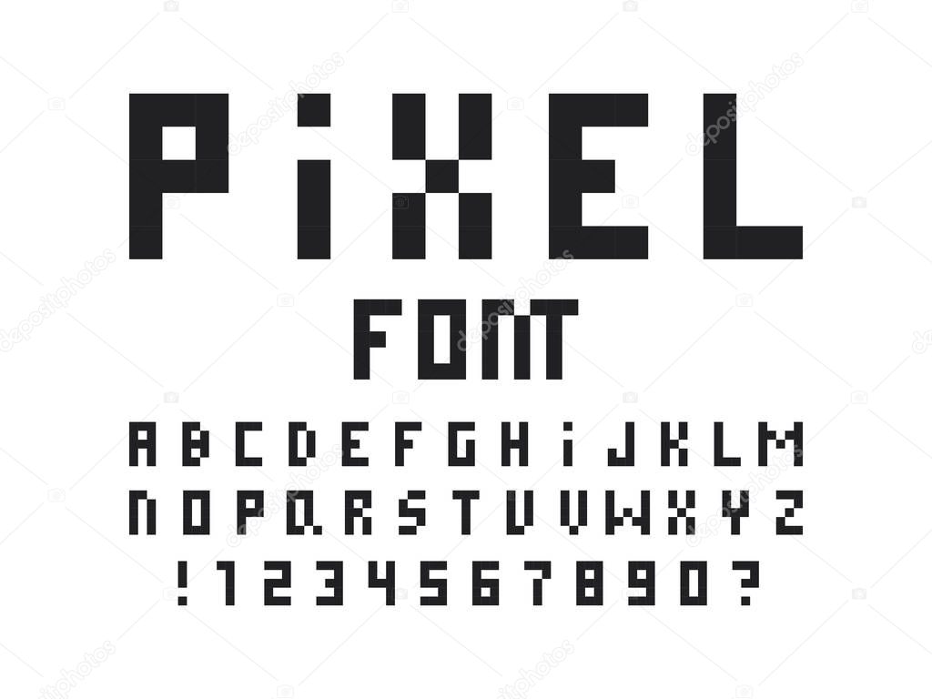 Pixel font. Vector alphabet 