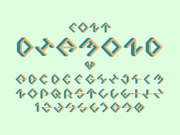 Diamond volume  font. Vector alphabet — Stock Vector