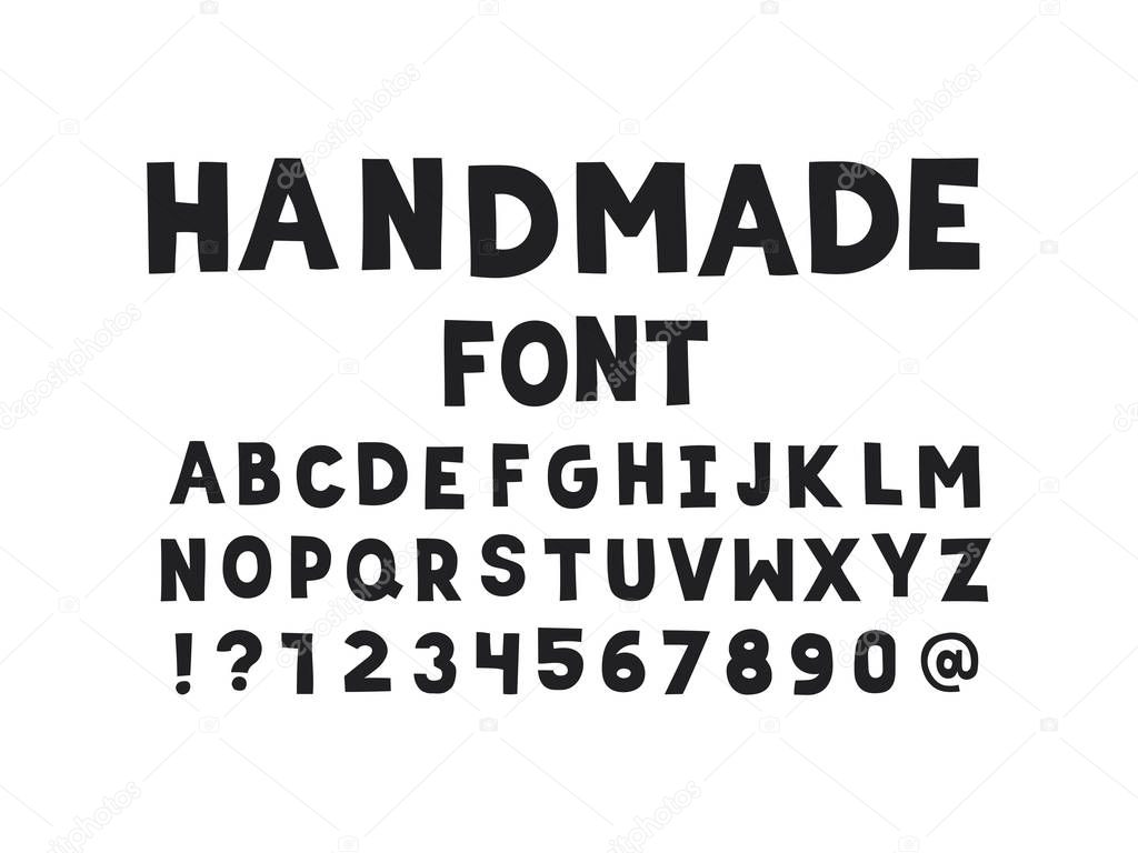 Handmade font. Vector alphabet