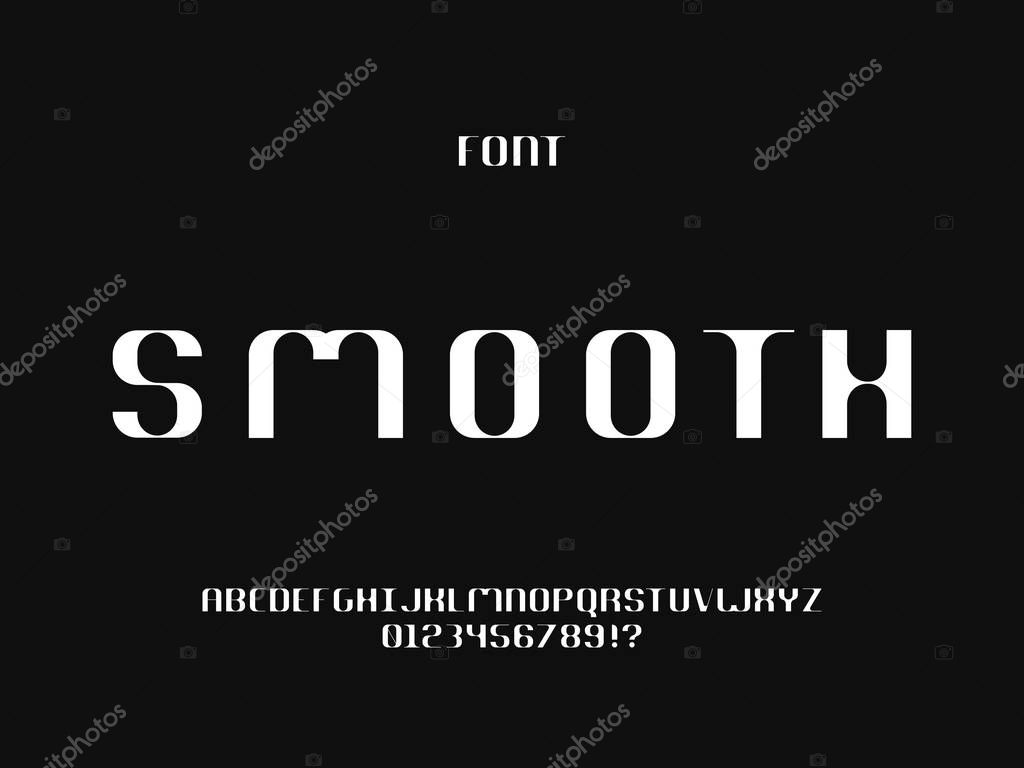 Smooth font. Vector alphabet letters and numbers. Typeface design.