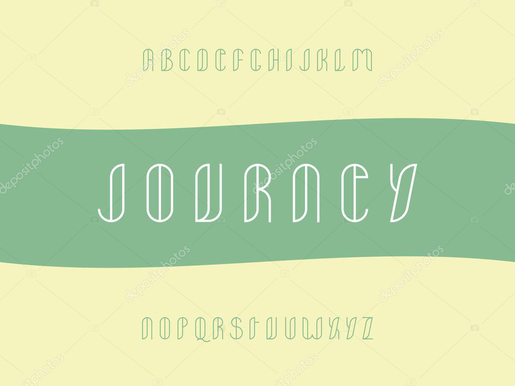 Journey stroke font. Vector alphabet letters. Typeface design.