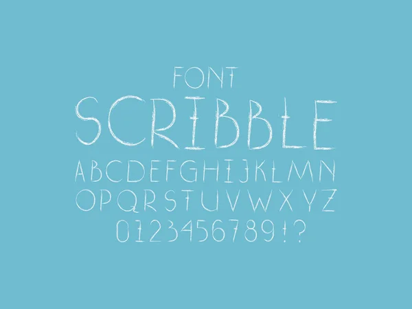 Krabbel Lettertype Vector Alfabetletters Cijfers Letterontwerpen — Stockvector