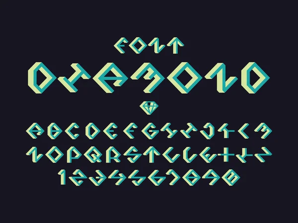 Алмазний зелений шрифт. Векторний алфавіт — стоковий вектор