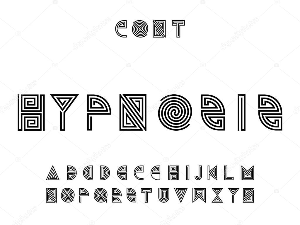 Hypnosis font. Vector alphabet letters. Typeface design.