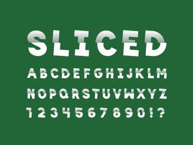 Dilimlenmiş yazı tipi. Vektör alfabesi 