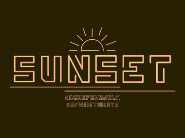 Gün batımı yazı tipi. Vektör alfabesi  