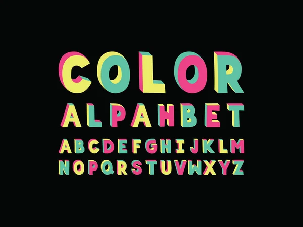 Color font. Vector alphabet — Stock Vector
