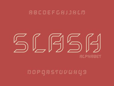 Eğik çizgi kontur alfabesi. 