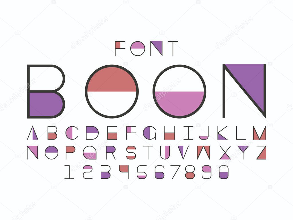 Boon blue font. Vector alphabet