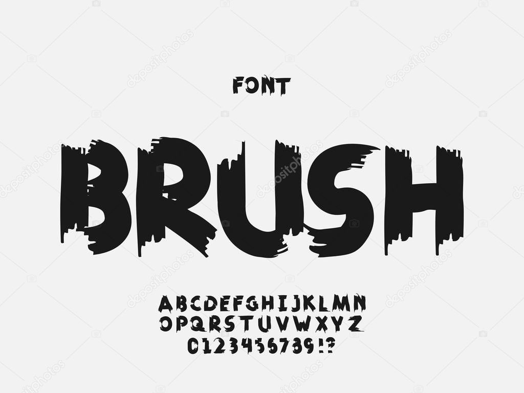 Brush font. Vector alphabet