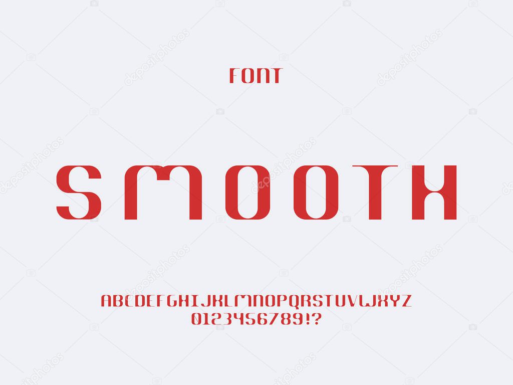 Smooth font. Vector alphabet letters and numbers. Typeface design.