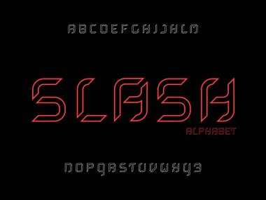 Yazı tipi eğik çizgi. Vektör alfabesi 