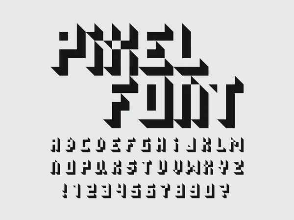 Fuente Pixel. Alfabeto vectorial letras y números. Diseño tipográfico . — Vector de stock