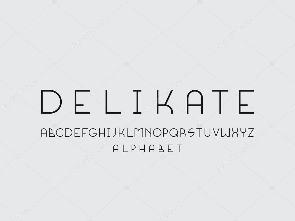 Delicate font. Vector alphabet